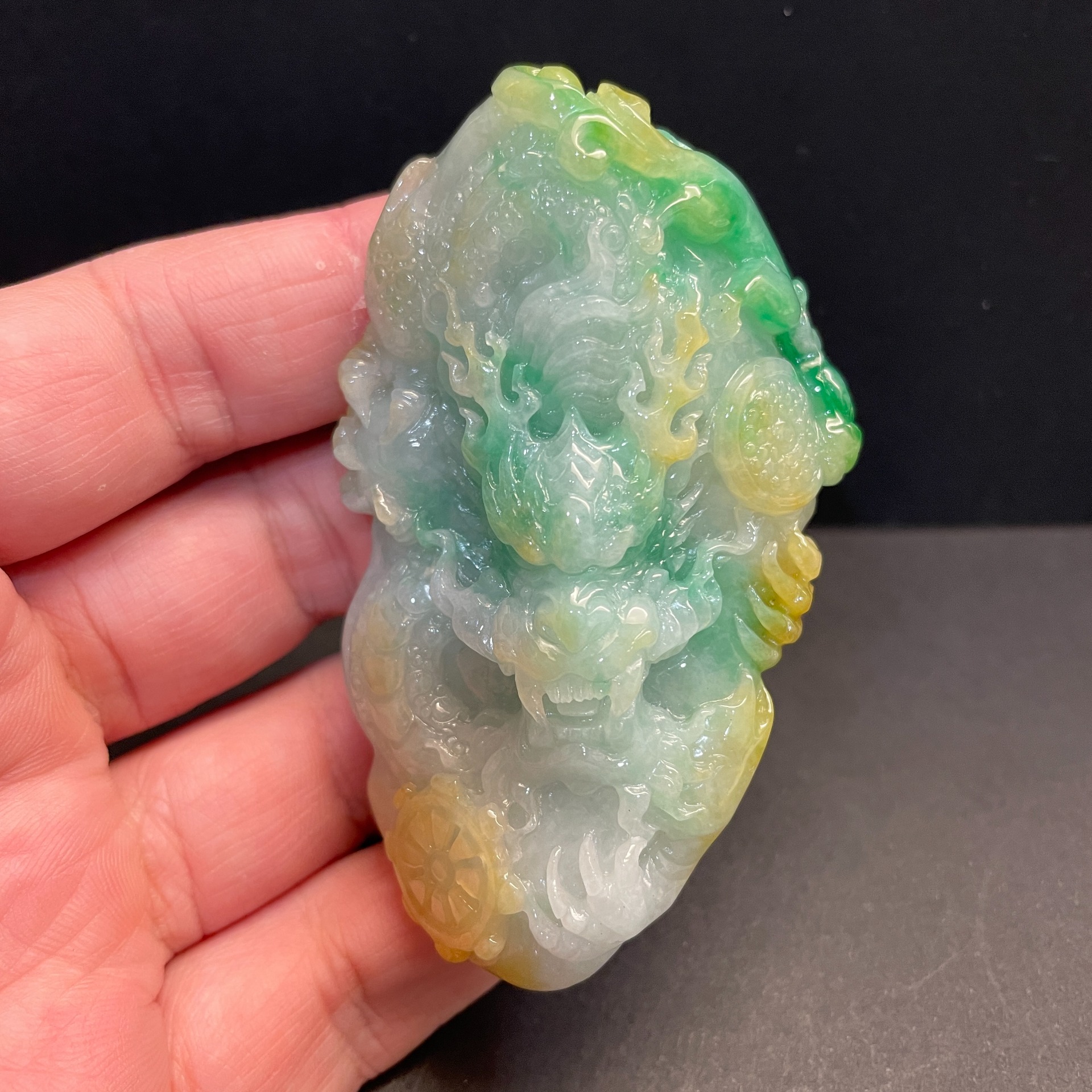 置物、三彩玉石（海洋世界） 三彩